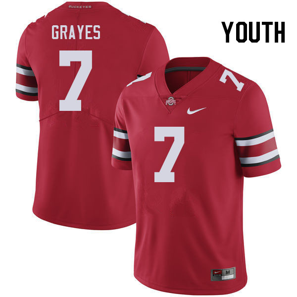 Youth #7 Kyion Grayes Ohio State Buckeyes College Football Jerseys Stitched-Red